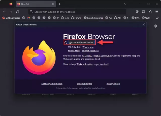 Перезапустите Firefox